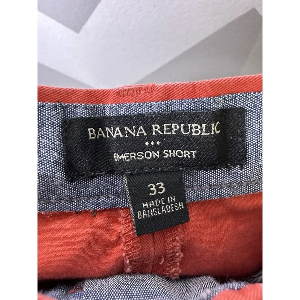 Banana Republic Emerson Shorts Mens 33 Spiced Coral Red Cotton Casual Chino 11